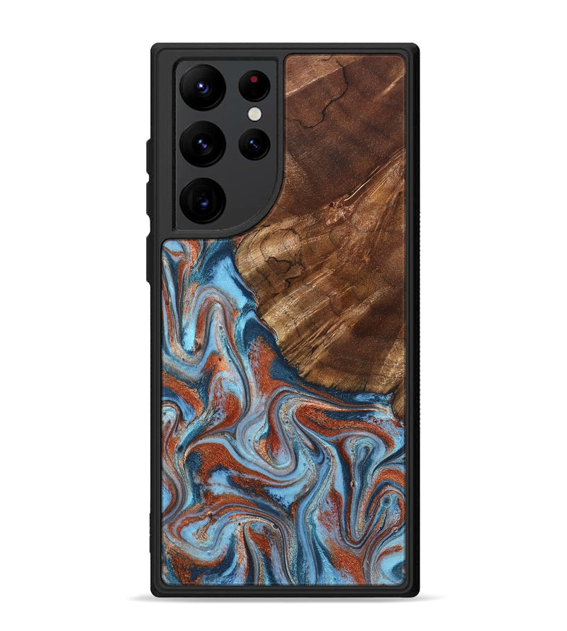 Galaxy S22 Ultra Wood Phone Case - Iker (Teal & Gold, 827063)