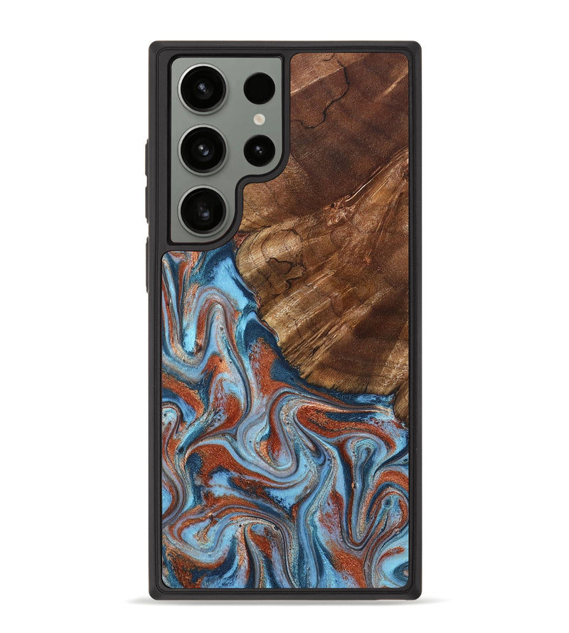 Galaxy S23 Ultra Wood Phone Case - Iker (Teal & Gold, 827063)