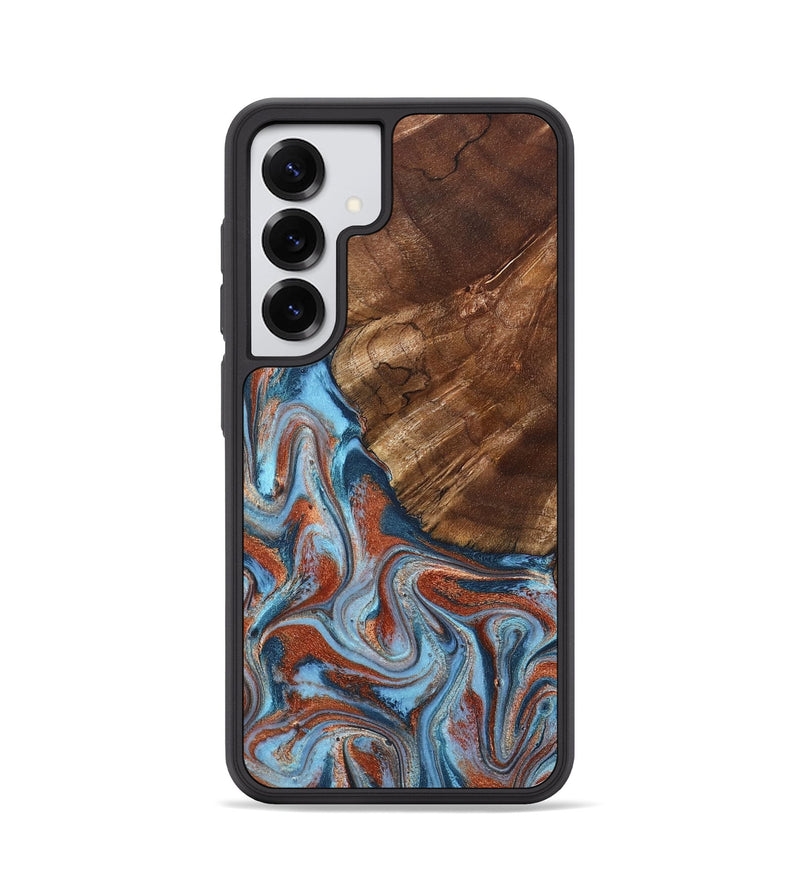 Galaxy S25 Wood Phone Case - Iker (Teal & Gold, 827063)