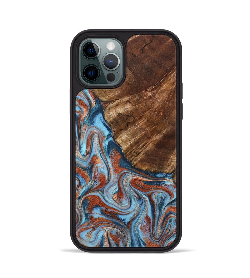 iPhone 12 Pro Wood Phone Case - Iker (Teal & Gold, 827063)