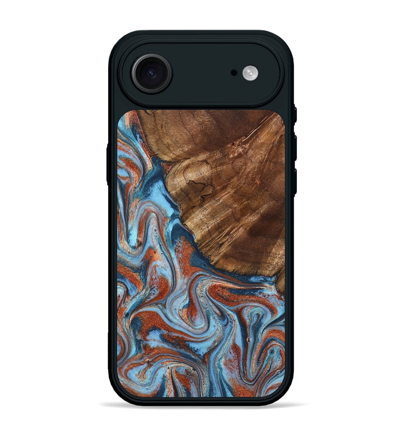 iPhone 17 Air Wood Phone Case - Iker (Teal & Gold, 827063)