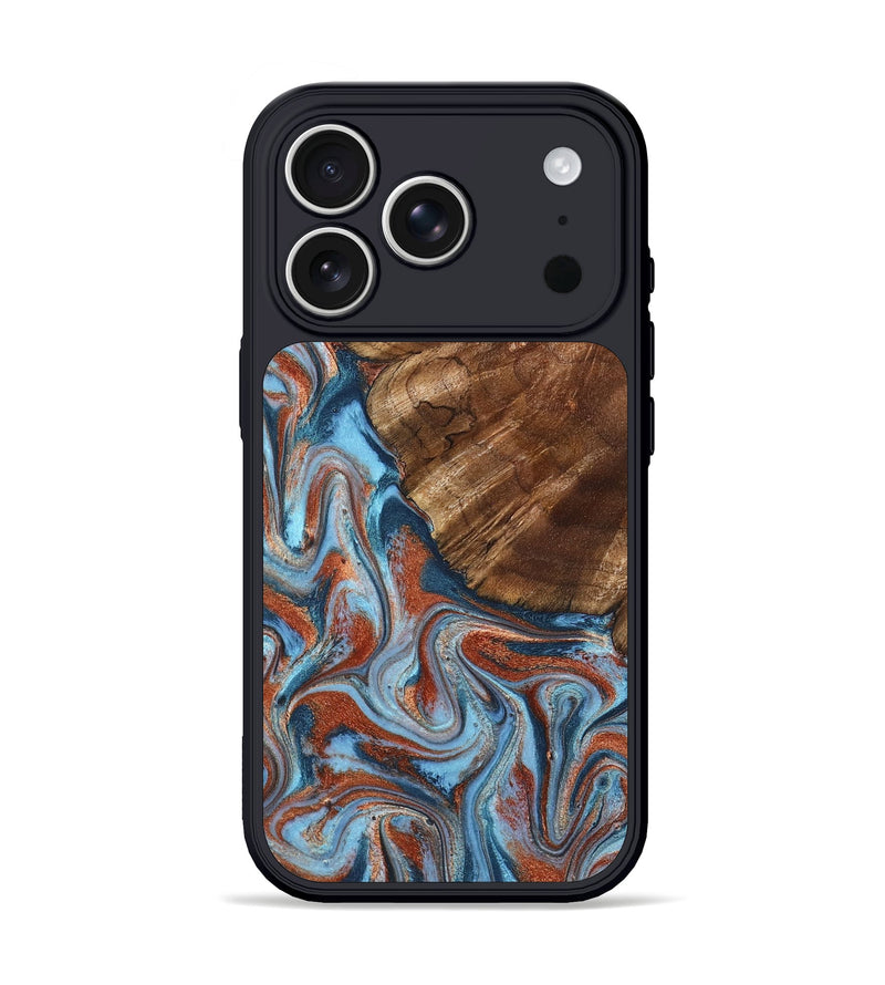iPhone 17 Pro Wood Phone Case - Iker (Teal & Gold, 827063)