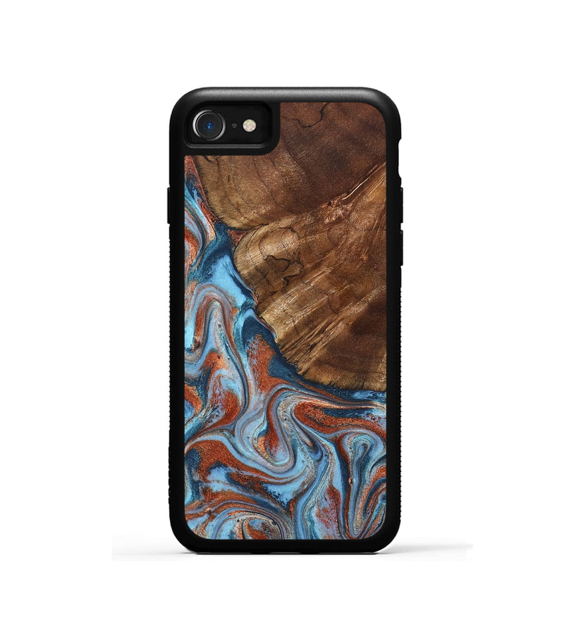iPhone SE Wood Phone Case - Iker (Teal & Gold, 827063)