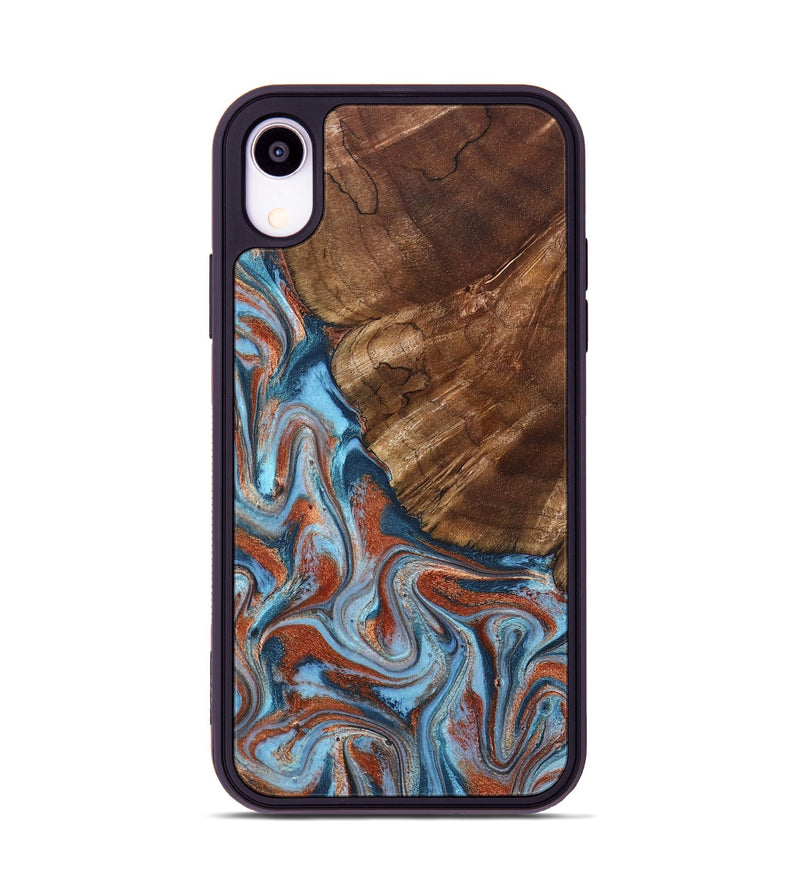 iPhone Xr Wood Phone Case - Iker (Teal & Gold, 827063)