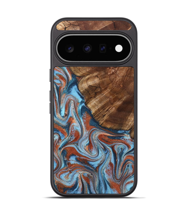 Pixel 11 Wood Phone Case - Iker (Teal & Gold, 827063)