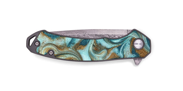 EDC ResinArt Pocket Knife - Arron (Teal & Gold, 827064)