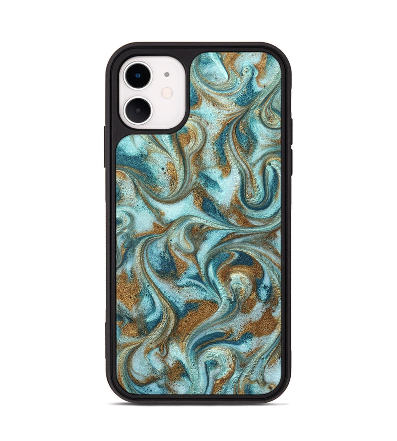 iPhone 11 ResinArt Phone Case - Arron (Teal & Gold, 827064)