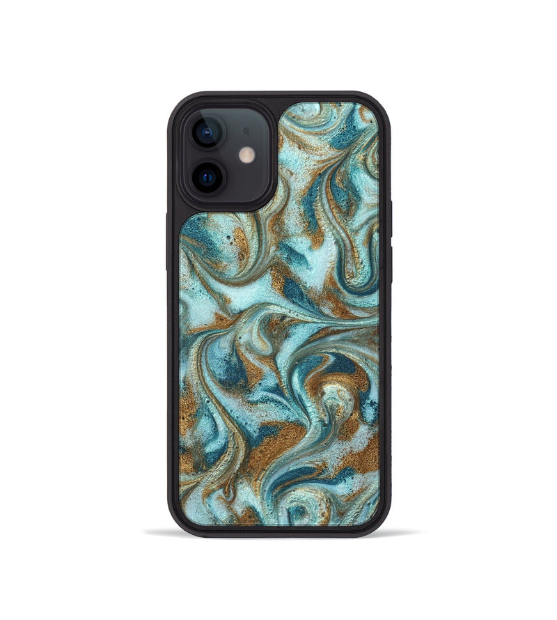 iPhone 12 mini ResinArt Phone Case - Arron (Teal & Gold, 827064)