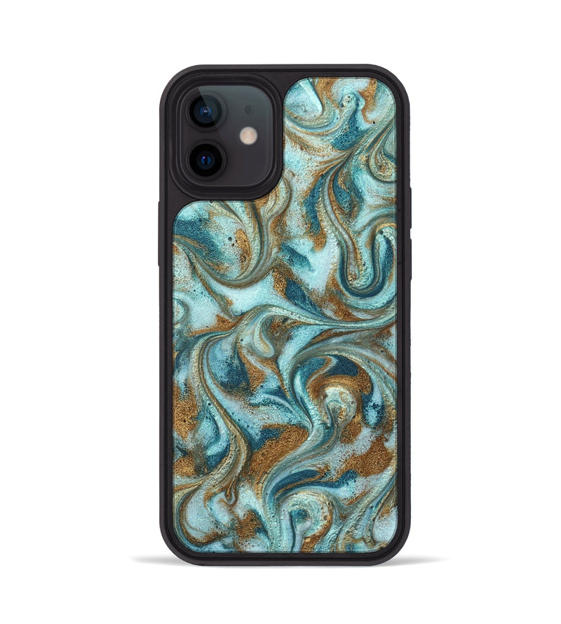 iPhone 12 ResinArt Phone Case - Arron (Teal & Gold, 827064)