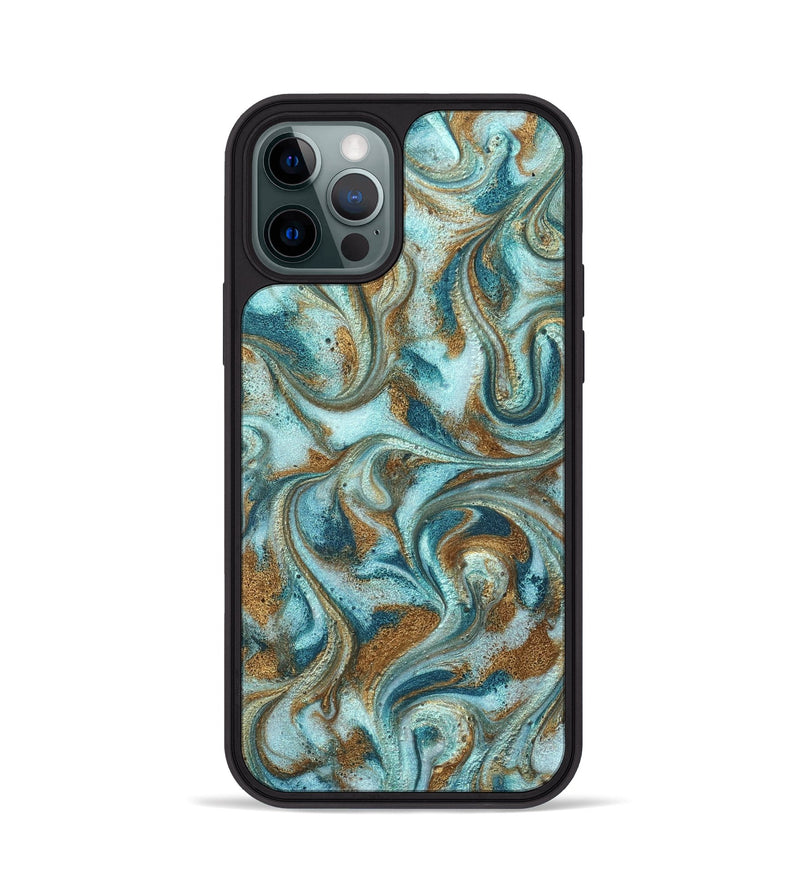 iPhone 12 Pro ResinArt Phone Case - Arron (Teal & Gold, 827064)
