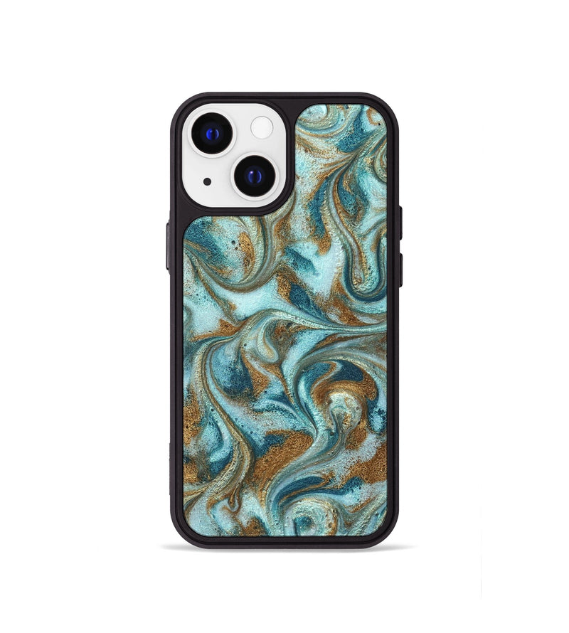 iPhone 13 mini ResinArt Phone Case - Arron (Teal & Gold, 827064)