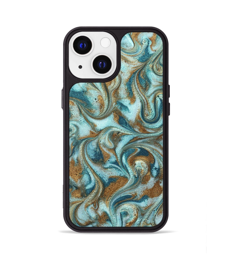iPhone 13 ResinArt Phone Case - Arron (Teal & Gold, 827064)