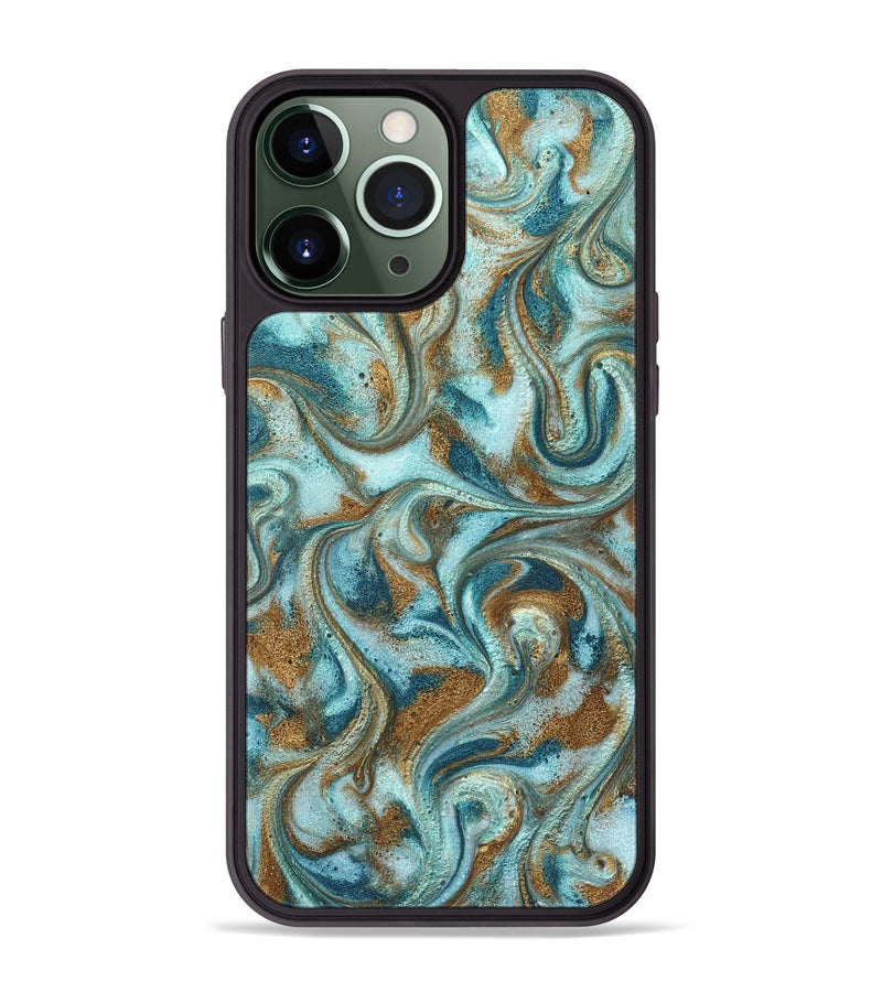 iPhone 13 Pro Max ResinArt Phone Case - Arron (Teal & Gold, 827064)