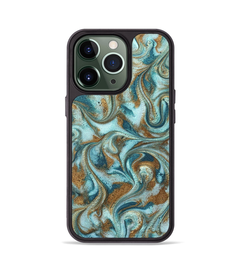 iPhone 13 Pro ResinArt Phone Case - Arron (Teal & Gold, 827064)