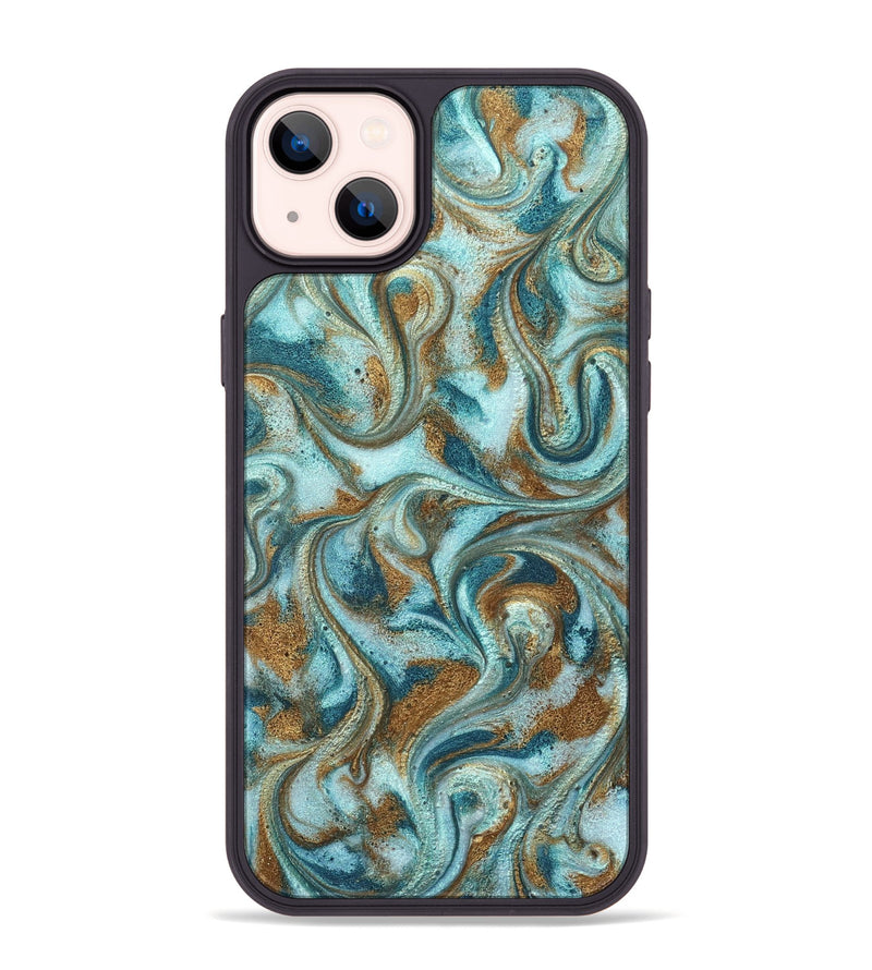 iPhone 14 Plus ResinArt Phone Case - Arron (Teal & Gold, 827064)