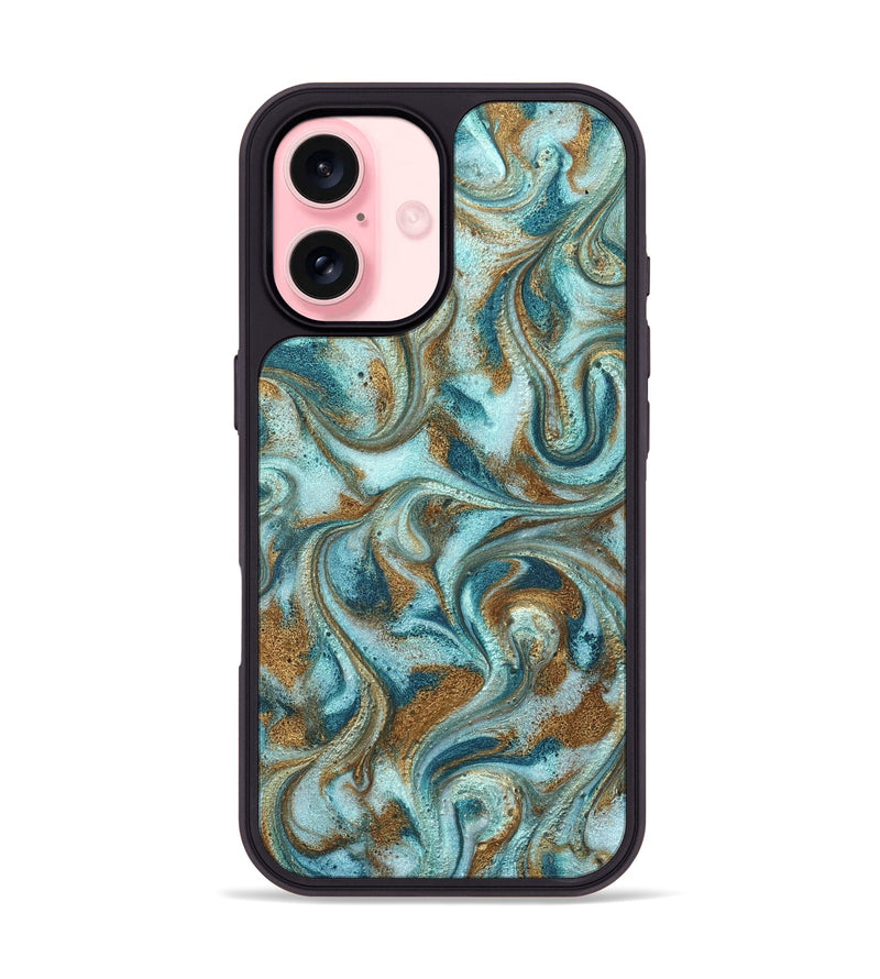 iPhone 16 ResinArt Phone Case - Arron (Teal & Gold, 827064)