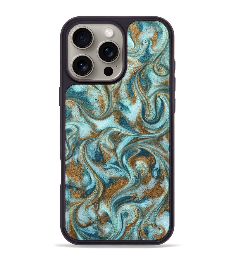 iPhone 16 Pro Max ResinArt Phone Case - Arron (Teal & Gold, 827064)