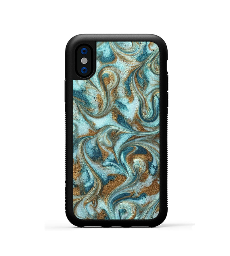 iPhone Xs ResinArt Phone Case - Arron (Teal & Gold, 827064)