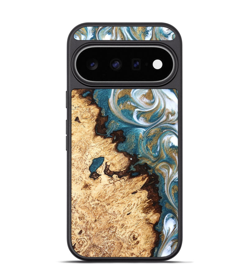 Pixel 11 Pro Wood Phone Case - Isis (Teal & Gold, 827066)