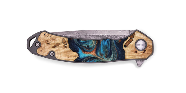 EDC Wood Pocket Knife - Olen (Teal & Gold, 827067)