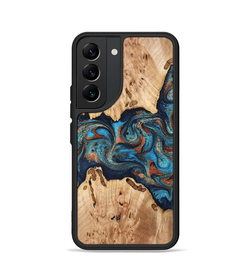 Galaxy S22 Wood Phone Case - Olen (Teal & Gold, 827067)