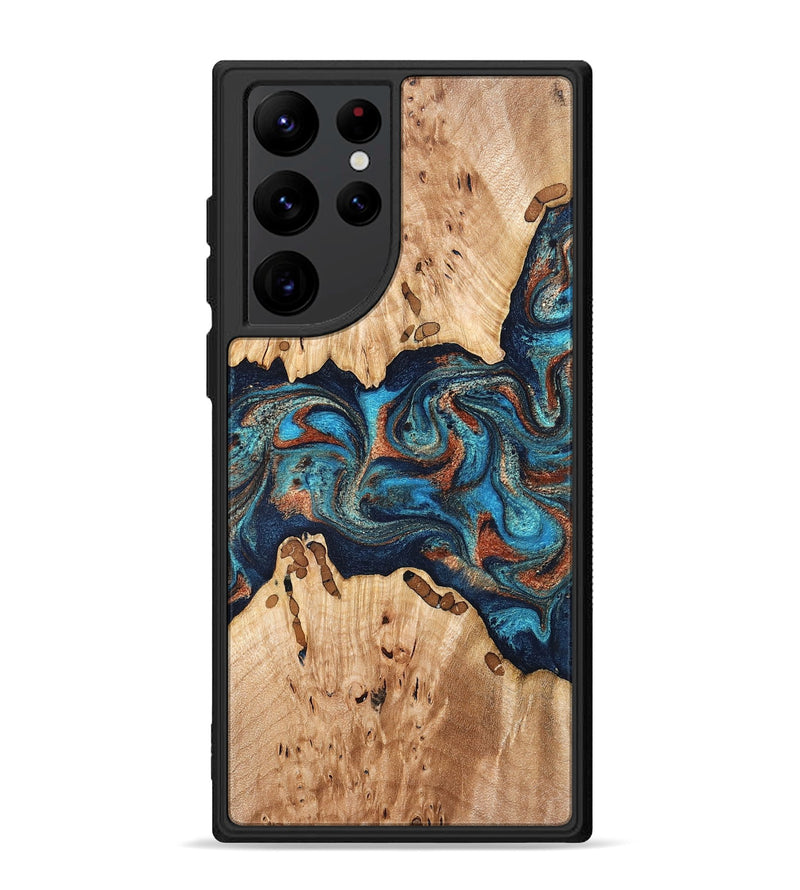 Galaxy S22 Ultra Wood Phone Case - Olen (Teal & Gold, 827067)