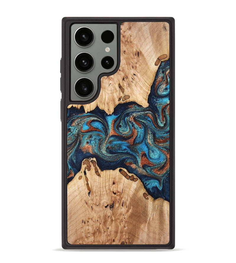 Galaxy S23 Ultra Wood Phone Case - Olen (Teal & Gold, 827067)