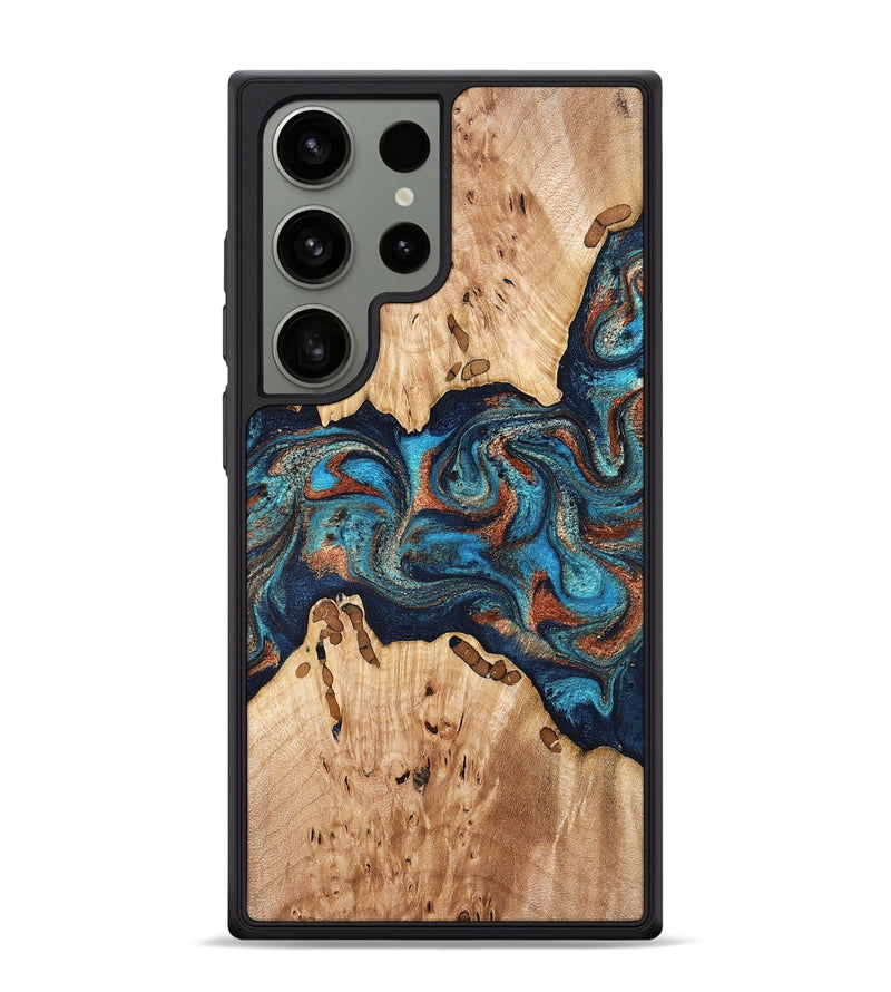 Galaxy S24 Ultra Wood Phone Case - Olen (Teal & Gold, 827067)