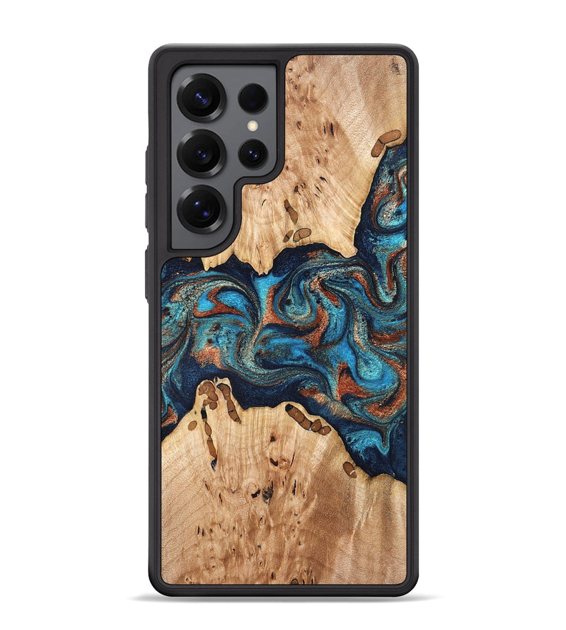 Galaxy S25 Ultra Wood Phone Case - Olen (Teal & Gold, 827067)