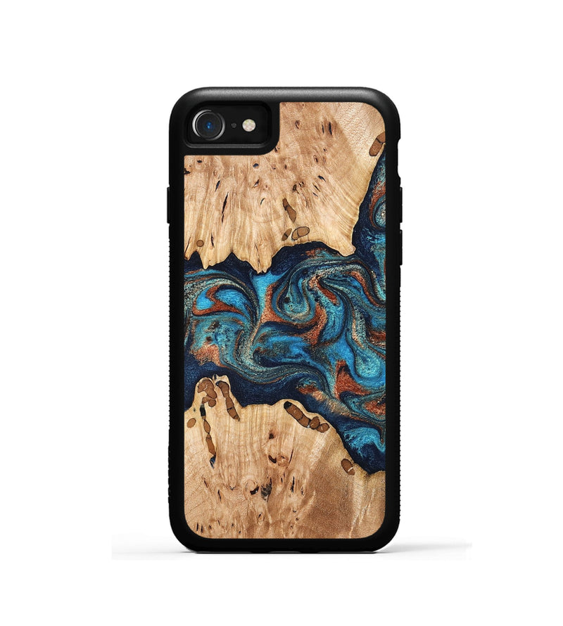 iPhone SE Wood Phone Case - Olen (Teal & Gold, 827067)
