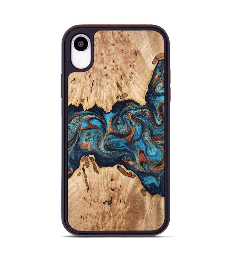iPhone Xr Wood Phone Case - Olen (Teal & Gold, 827067)