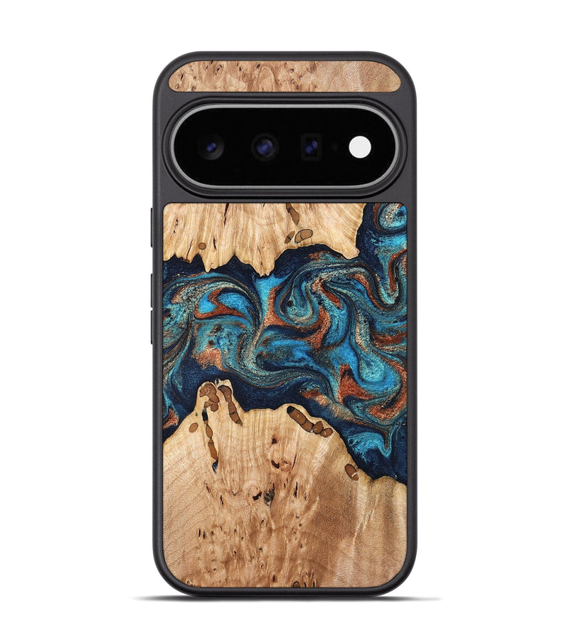 Pixel 11 Pro Wood Phone Case - Olen (Teal & Gold, 827067)