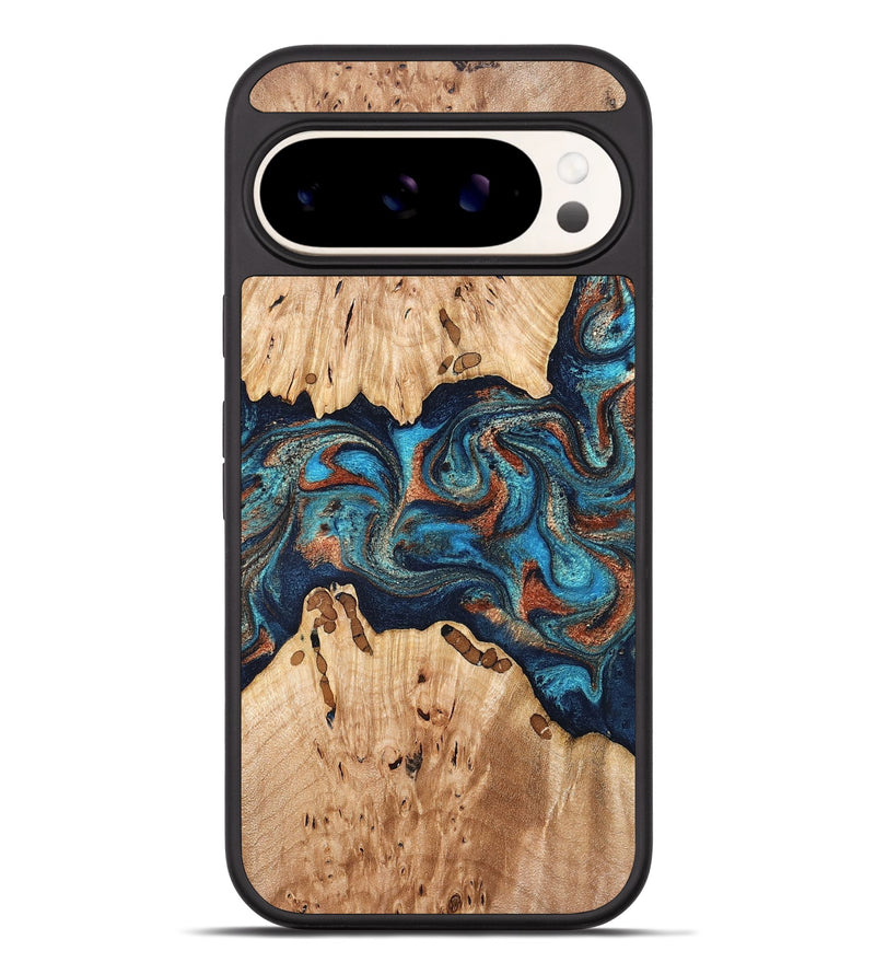 Pixel 9 Pro XL Wood Phone Case - Olen (Teal & Gold, 827067)