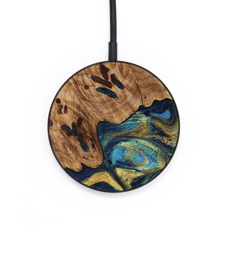 Circle Wood Wireless Charger - Mariana (Teal & Gold, 827068)