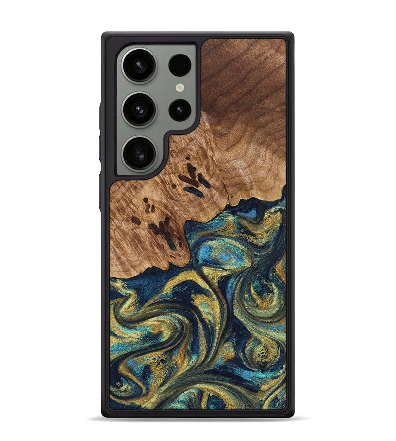 Galaxy S24 Ultra Wood Phone Case - Mariana (Teal & Gold, 827068)