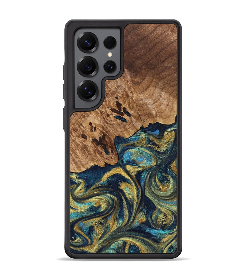 Galaxy S25 Ultra Wood Phone Case - Mariana (Teal & Gold, 827068)