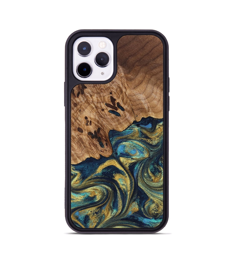 iPhone 11 Pro Wood Phone Case - Mariana (Teal & Gold, 827068)