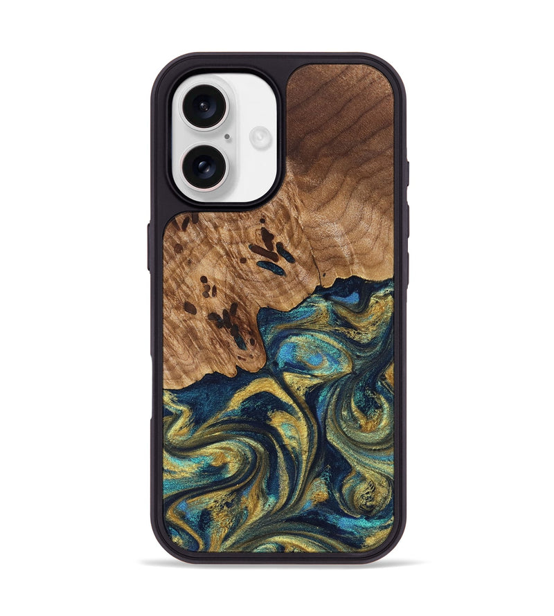 iPhone 17 Wood Phone Case - Mariana (Teal & Gold, 827068)