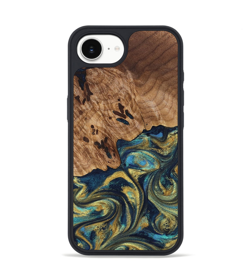 iPhone 17e Wood Phone Case - Mariana (Teal & Gold, 827068)