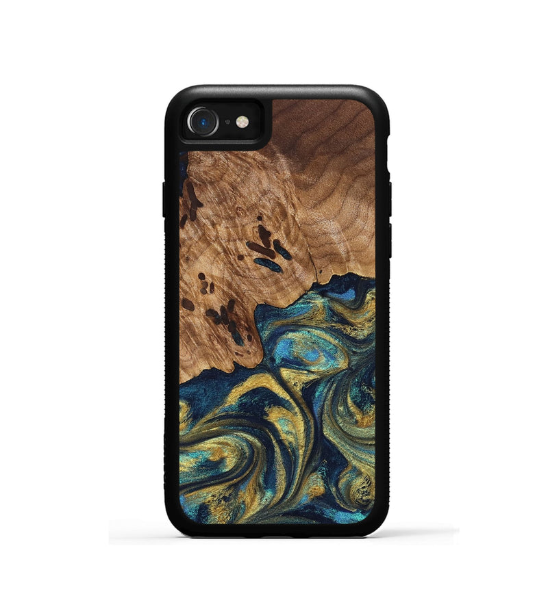 iPhone SE Wood Phone Case - Mariana (Teal & Gold, 827068)