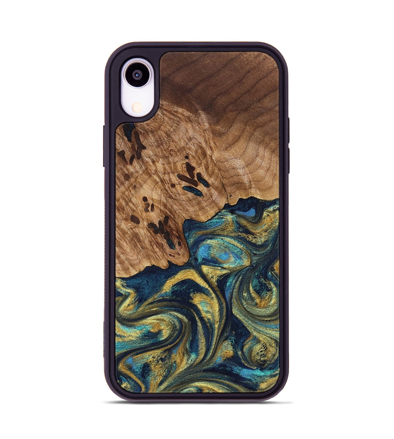 iPhone Xr Wood Phone Case - Mariana (Teal & Gold, 827068)