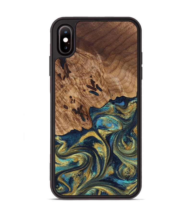 iPhone Xs Max Wood Phone Case - Mariana (Teal & Gold, 827068)