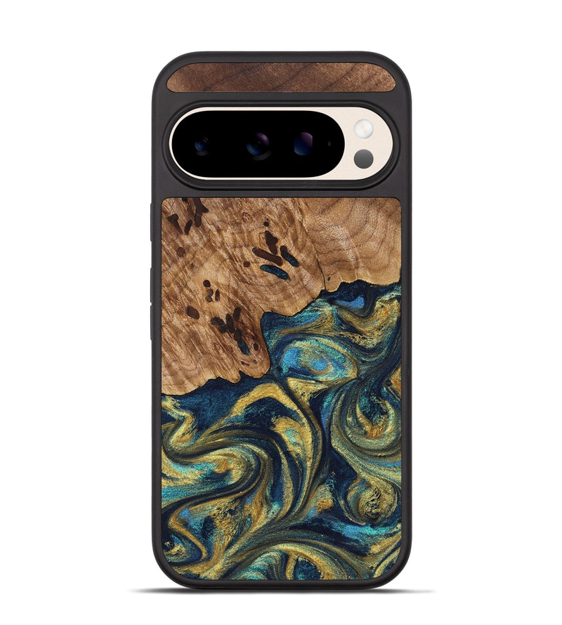 Pixel 10 Wood Phone Case - Mariana (Teal & Gold, 827068)