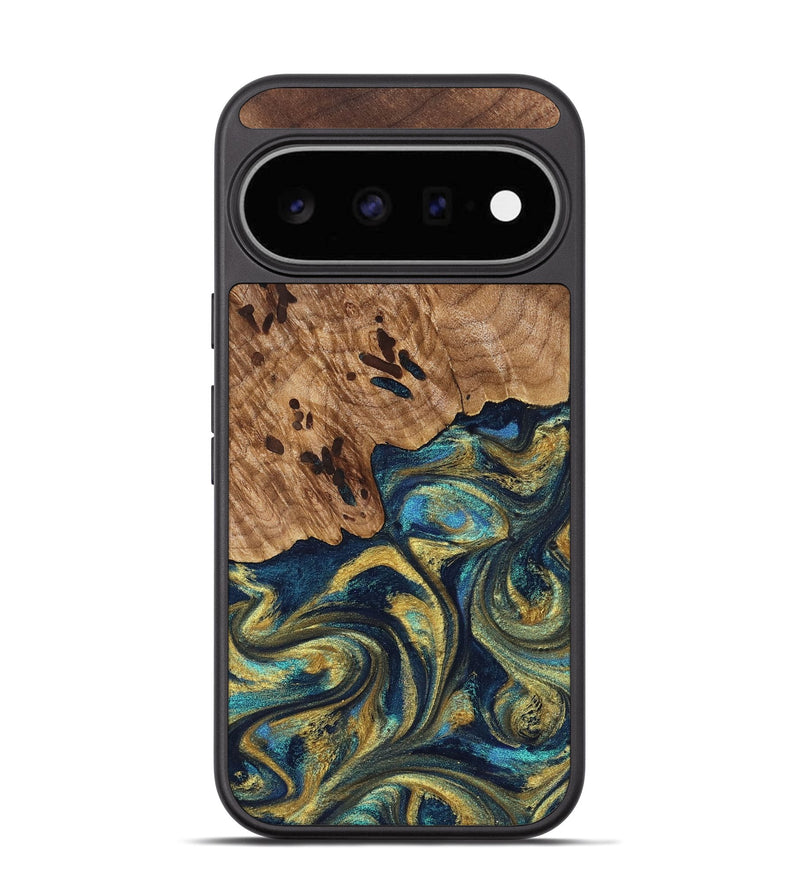 Pixel 11 Wood Phone Case - Mariana (Teal & Gold, 827068)