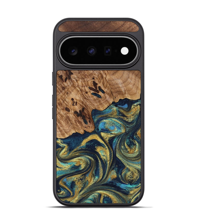 Pixel 11 Pro Wood Phone Case - Mariana (Teal & Gold, 827068)