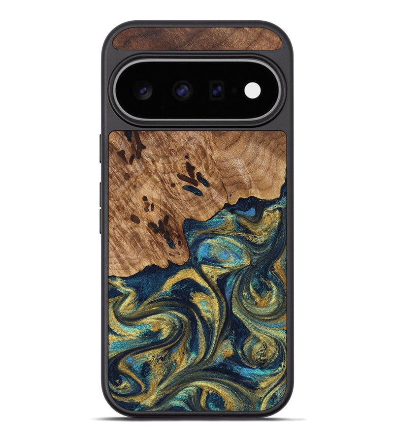 Pixel 11 Pro XL Wood Phone Case - Mariana (Teal & Gold, 827068)