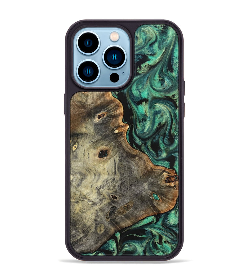 iPhone 14 Pro Max Wood Phone Case - Gena (Green, 827069)