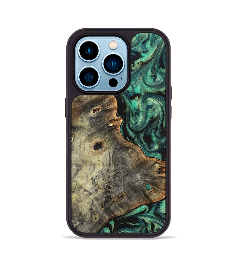 iPhone 14 Pro Wood Phone Case - Gena (Green, 827069)