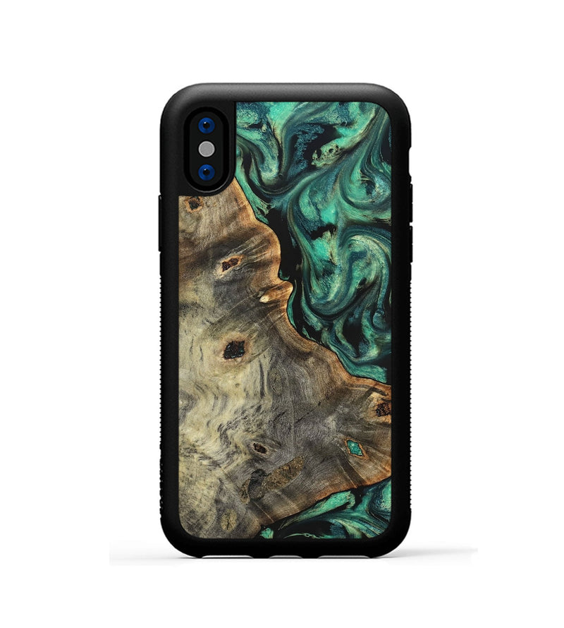 iPhone Xs Wood Phone Case - Gena (Green, 827069)