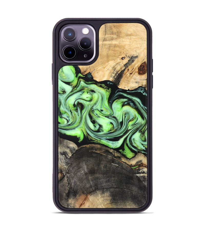 iPhone 11 Pro Max Wood Phone Case - Moshe (Green, 827070)